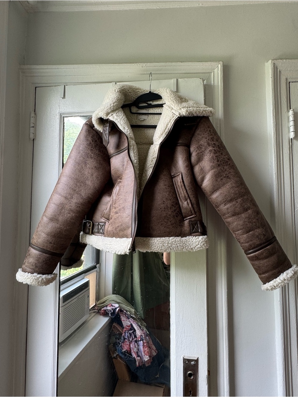 LOFT Cream Faux Shearling Jacket